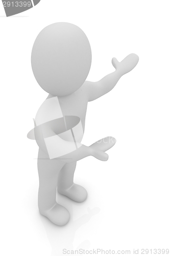 Image of 3d people - man, person presenting - pointing. 