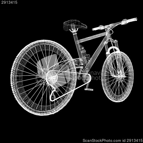 Image of bicycle as a 3d wire frame object isolated
