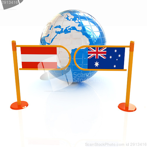 Image of Three-dimensional image of the turnstile and flags of Australia 
