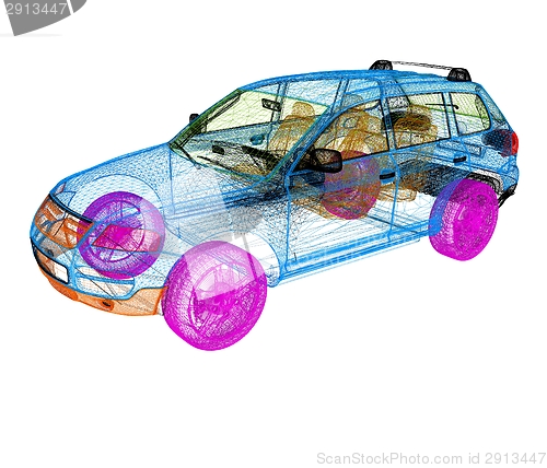 Image of Model cars. 3d render 