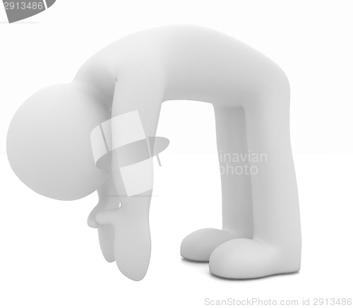 Image of 3d man isolated on white. Series: morning exercises - flexibilit