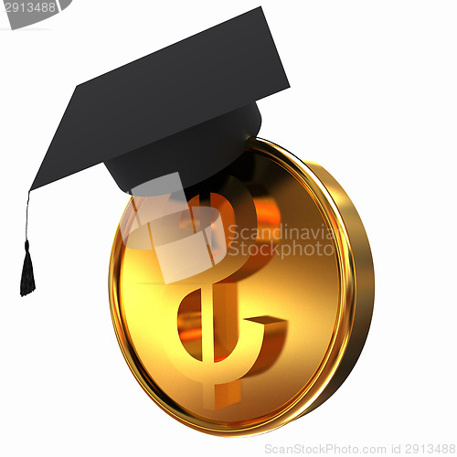 Image of Graduation hat on gold dollar coin