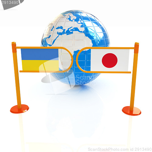 Image of Three-dimensional image of the turnstile and flags of Japan and 