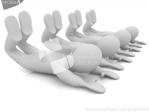 Image of 3d mans isolated on white. Series: morning exercises - flexibili