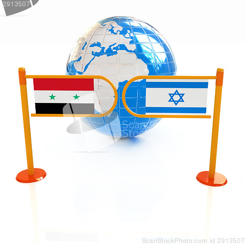 Image of Three-dimensional image of the turnstile and flags of Israel and