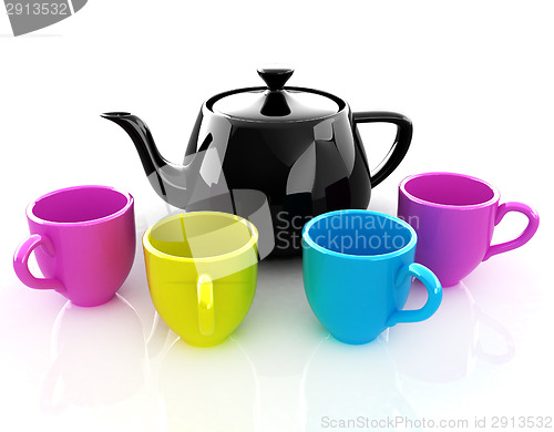 Image of colorfall cups and teapot