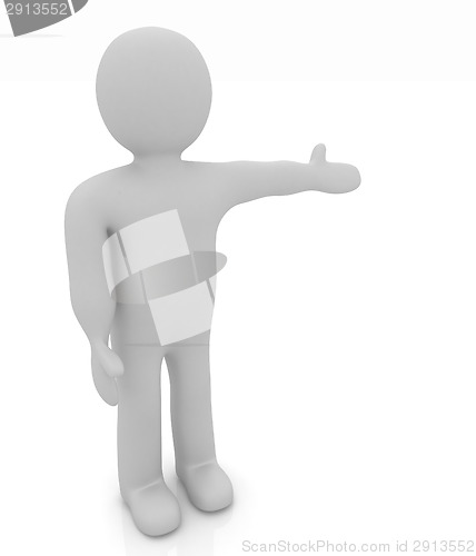 Image of 3d people - man, person presenting - pointing. 