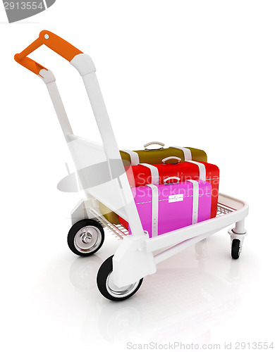 Image of Trolley for luggage at the airport and luggage