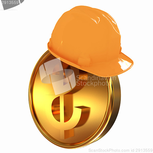 Image of Hard hat on gold dollar coin