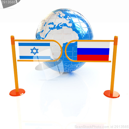 Image of Three-dimensional image of the turnstile and flags of Russia and