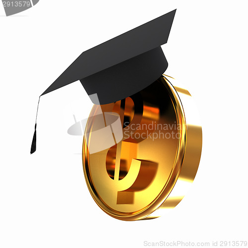 Image of Graduation hat on gold dollar coin