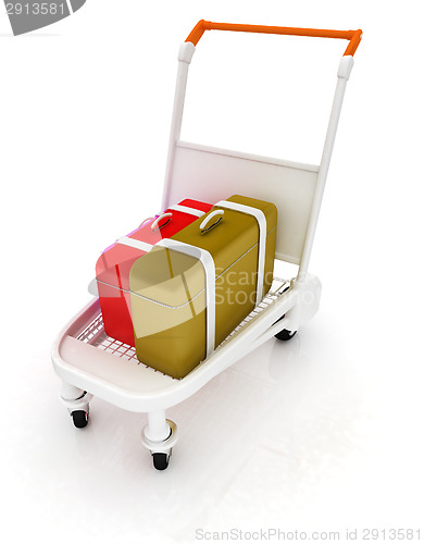 Image of Trolley for luggage at the airport and luggage