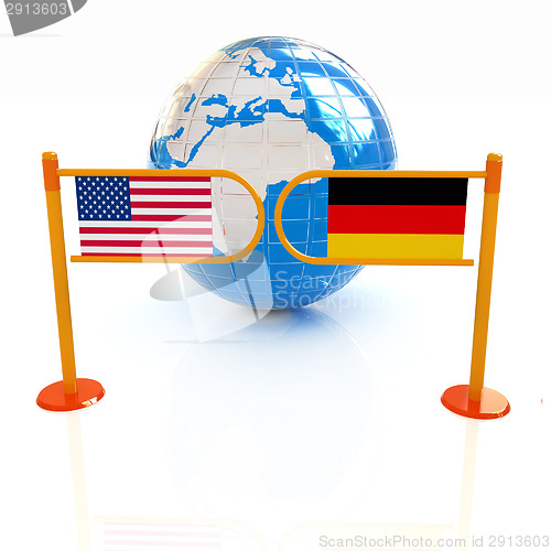 Image of Three-dimensional image of the turnstile and flags of USA and Ge