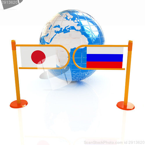 Image of Three-dimensional image of the turnstile and flags of Japanese a