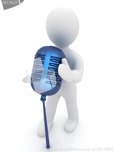 Image of 3D man with a microphone on a white background 