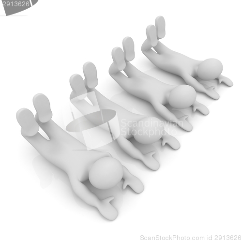 Image of 3d mans isolated on white. Series: morning exercises - flexibili