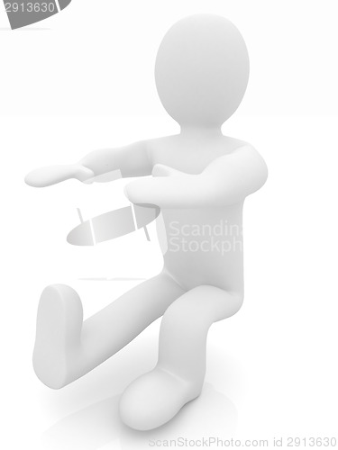 Image of 3d man isolated on white. Series: morning exercises - hands with