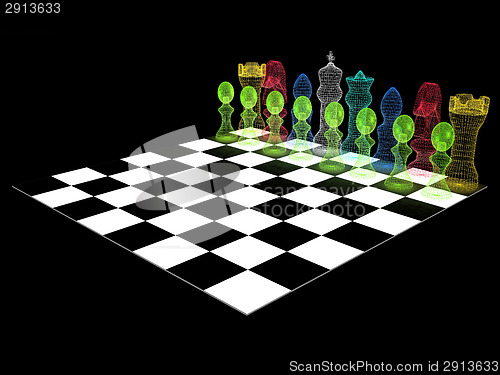 Image of Chessboard with chess pieces