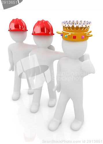 Image of 3d people - man, person with a golden crown. King with person wi
