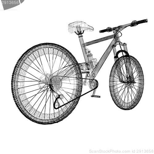 Image of bicycle as a 3d wire frame object isolated