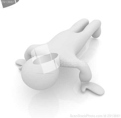 Image of 3d man isolated on white. Series: morning exercises - making pus