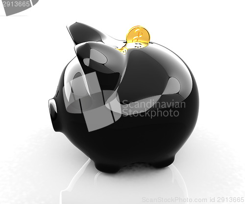 Image of Glossy black piggybank