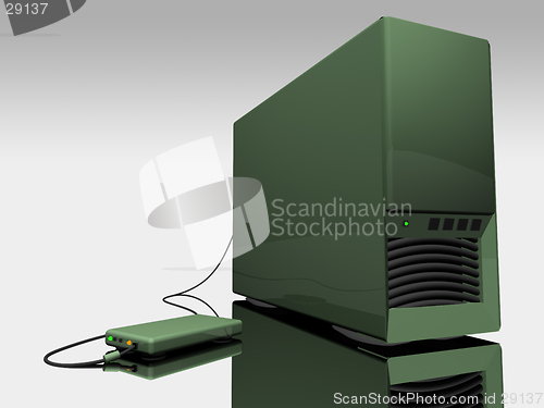 Image of Green 3d computer tower