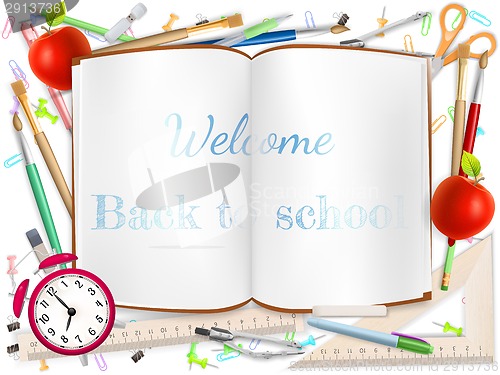 Image of Welcome Back to school supplies. EPS 10