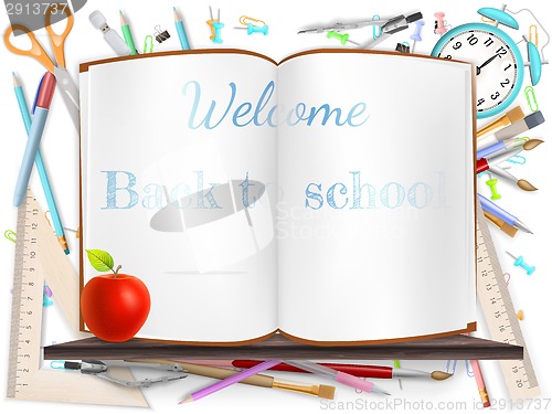 Image of Welcome Back to school supplies. EPS 10
