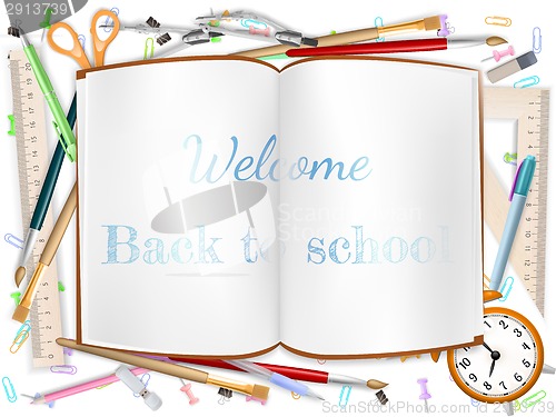 Image of Welcome Back to school supplies. EPS 10