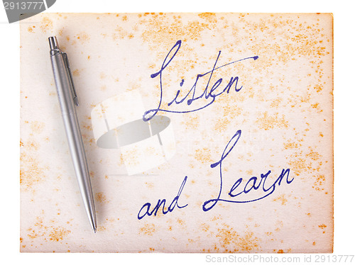 Image of Old paper grunge background - Listen and learn