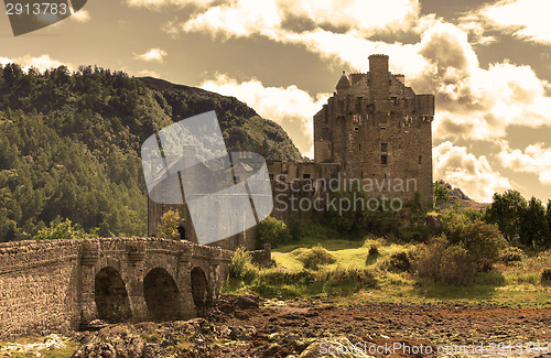 Image of Calm sky over castle, old vintage look