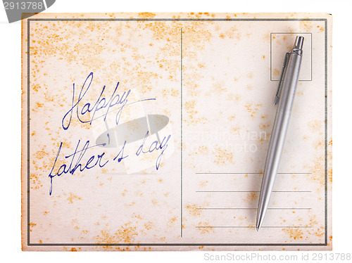 Image of Old paper postcard - Happy father's day