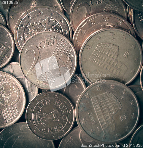 Image of Retro look Euro coins background
