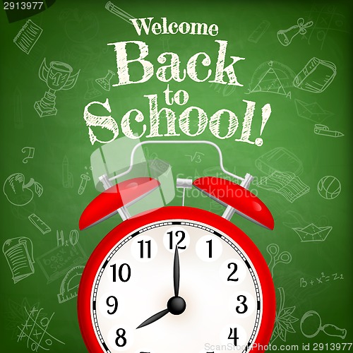 Image of Back to school with alarm clock. EPS 10