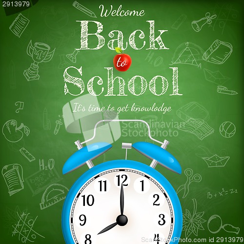 Image of Back to school with alarm clock. EPS 10