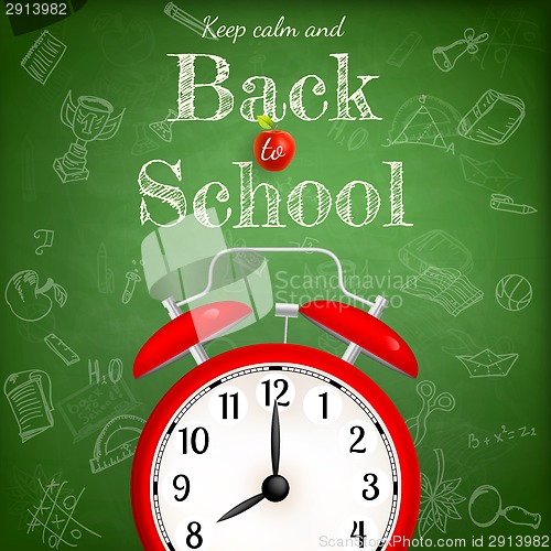 Image of Back to school with alarm clock. EPS 10