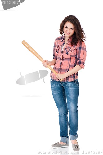 Image of Girl with baseball bat