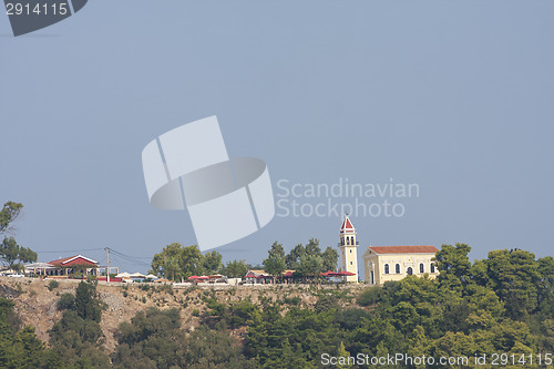 Image of View of Panagia Chrysopigi Church on Zakynthos island