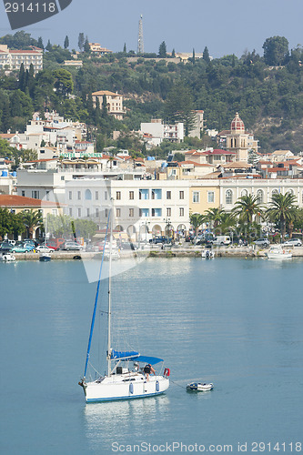 Image of Sailboat in the bay of town Zakynthos