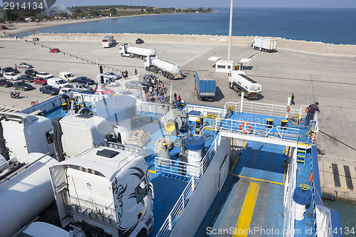 Image of Ferry at bay of Zante town in Greece