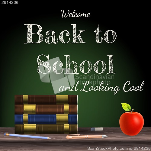 Image of Back to school, school books. EPS 10