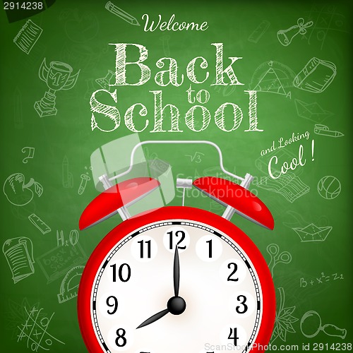 Image of Back to school with alarm clock. EPS 10
