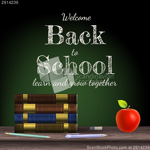 Image of Back to school, school books. EPS 10