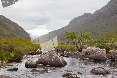 Image of Landscape with waterfall in the mountains