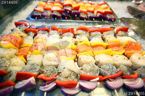 Image of Colorful seafood skewers