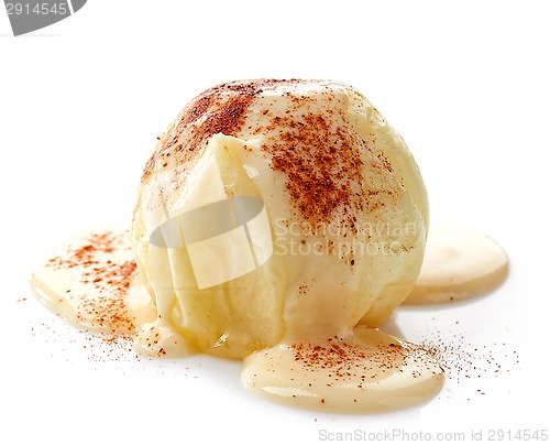 Image of baked apple with vanilla sauce