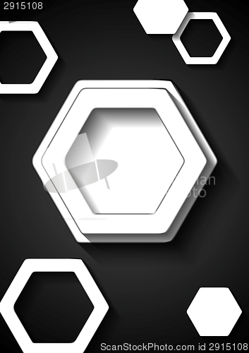 Image of Abstract black and white tech background