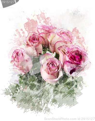 Image of Watercolor Image Of  Roses