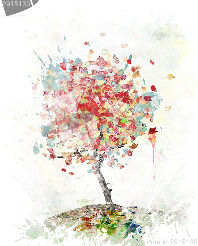 Image of Watercolor Image Of  Autumn Tree
